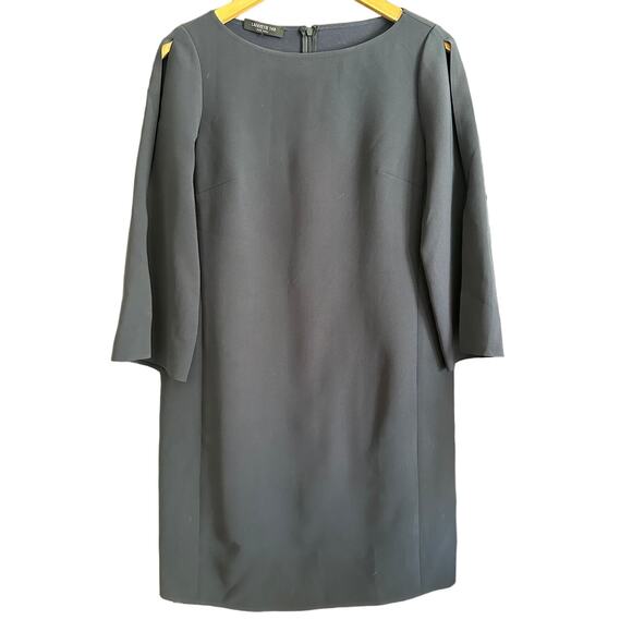 LAFAYETTE 148 | Navy Blue Crepe Sheath Split Sleeve Dress | Size 10 - Picture 1 of 8